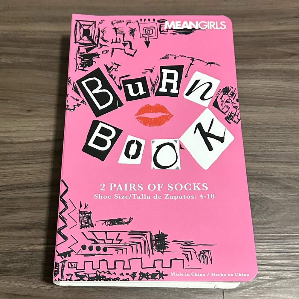 Mean girls burn book sock gift set shoe size 4-10